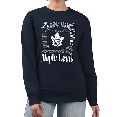 Women's G-III 4Her by Carl Banks Navy Toronto Maple Leafs Collage Graphic Fleece Long Sleeve Pullover Sweatshirt