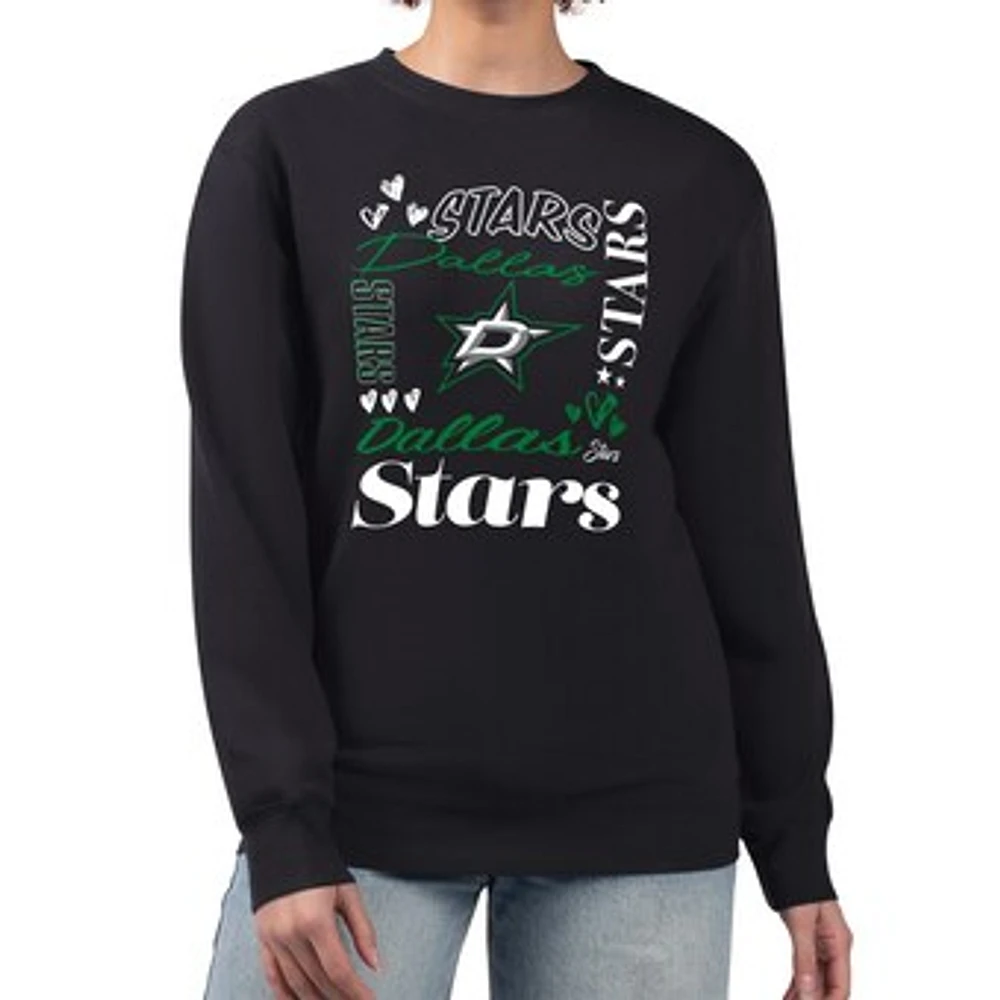 Women's G-III 4Her by Carl Banks Dallas Stars Collage Graphic Fleece Long Sleeve Pullover Sweatshirt
