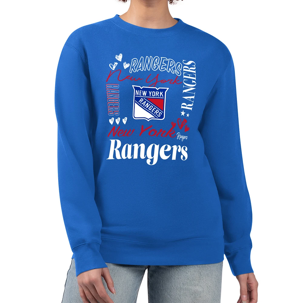 Women's G-III 4Her by Carl Banks New York Rangers Collage Graphic Fleece Long Sleeve Pullover Sweatshirt