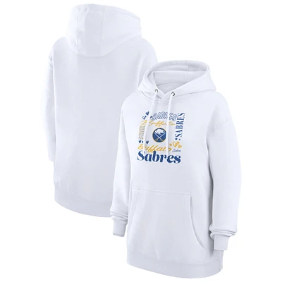 Women's G-III 4Her by Carl Banks White Buffalo Sabres Collage Team Graphic Tri-Blend Fleece Pullover Hoodie