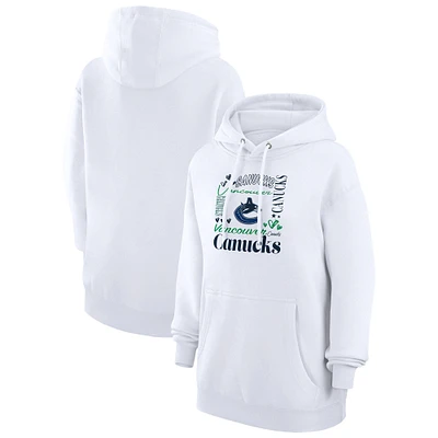 Women's G-III 4Her by Carl Banks White Vancouver Canucks Collage Team Graphic Tri-Blend Fleece Pullover Hoodie