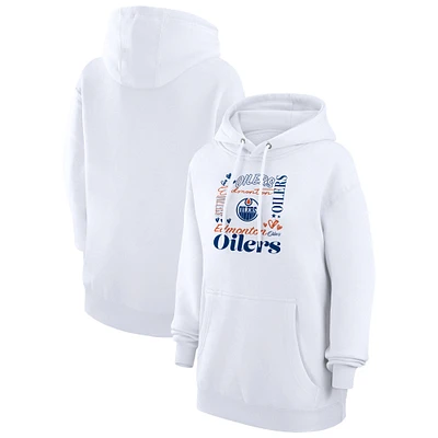 Women's G-III 4Her by Carl Banks White Edmonton Oilers Collage Team Graphic Tri-Blend Fleece Pullover Hoodie