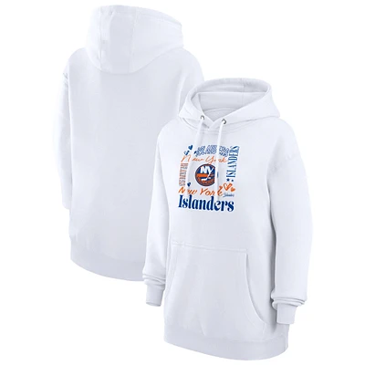 Women's G-III 4Her by Carl Banks White New York Islanders Collage Team Graphic Tri-Blend Fleece Pullover Hoodie