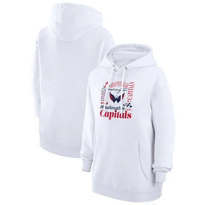 Women's G-III 4Her by Carl Banks White Washington Capitals Collage Team Graphic Fleece Pullover Hoodie