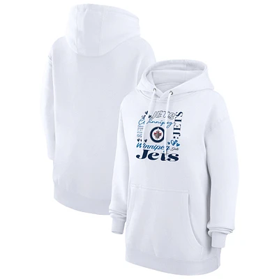 Women's G-III 4Her by Carl Banks White Winnipeg Jets Collage Team Graphic Fleece Pullover Hoodie