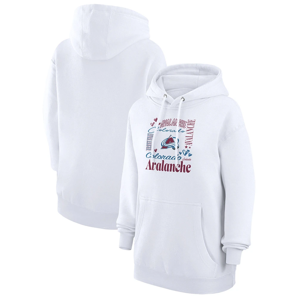Women's G-III 4Her by Carl Banks White Colorado Avalanche Collage Team Graphic Fleece Pullover Hoodie