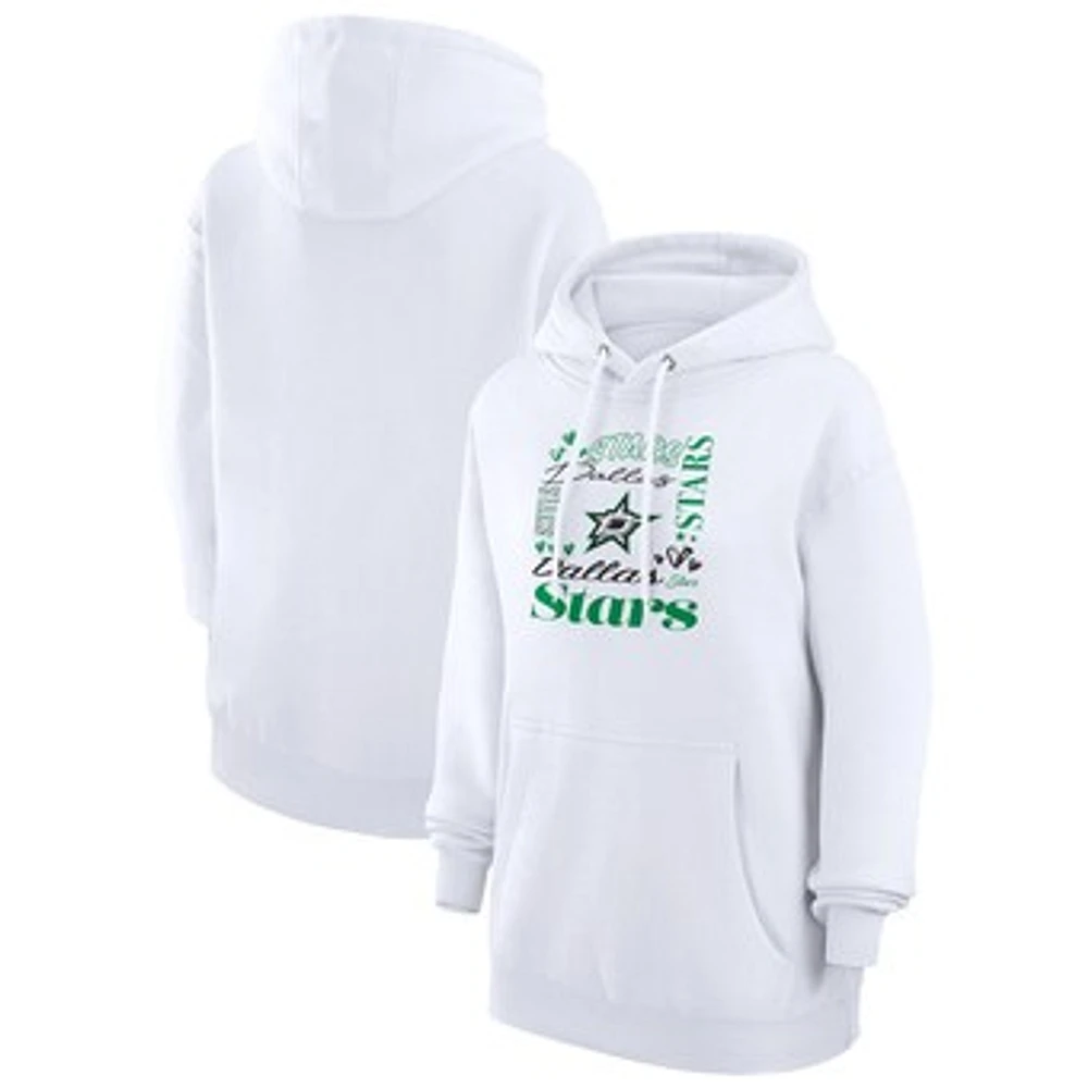 Women's G-III 4Her by Carl Banks White Dallas Stars Collage Team Graphic Fleece Pullover Hoodie