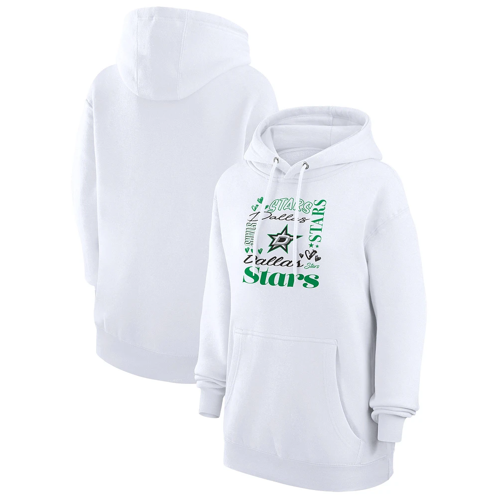 Women's G-III 4Her by Carl Banks White Dallas Stars Collage Team Graphic Fleece Pullover Hoodie