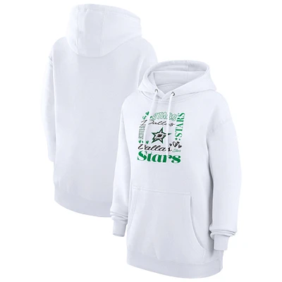 Women's G-III 4Her by Carl Banks White Dallas Stars Collage Team Graphic Fleece Pullover Hoodie