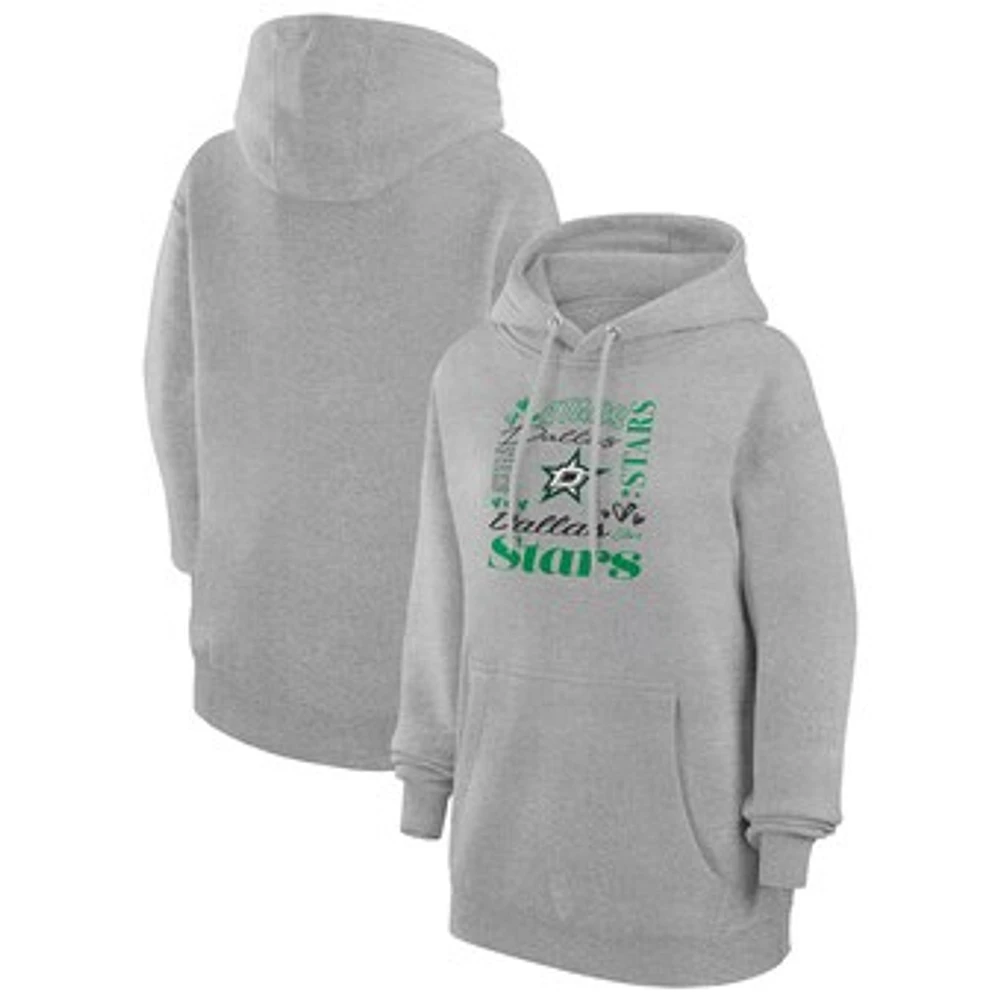 Women's G-III 4Her by Carl Banks Heather Gray Dallas Stars Collage Team Graphic Fleece Pullover Hoodie