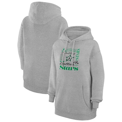 Women's G-III 4Her by Carl Banks Heather Gray Dallas Stars Collage Team Graphic Fleece Pullover Hoodie