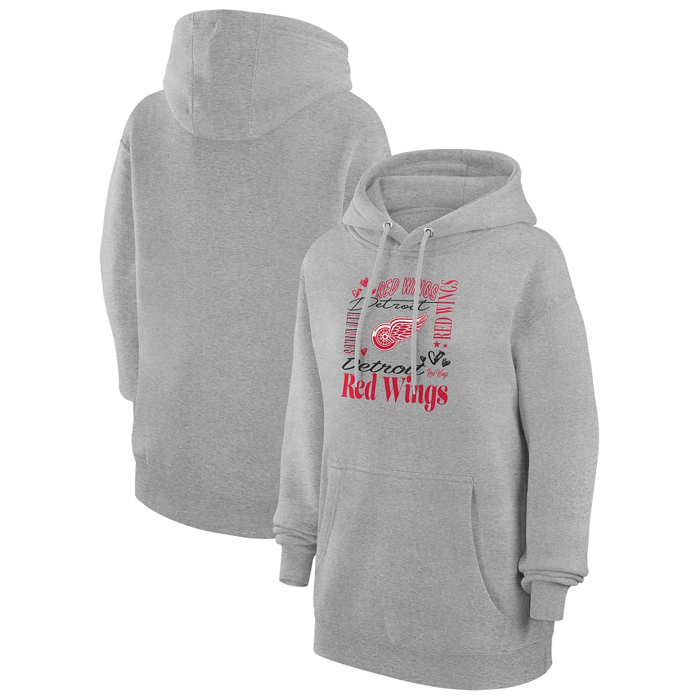 Women's G-III 4Her by Carl Banks Heather Gray Detroit Red Wings Collage Team Graphic Fleece Pullover Hoodie