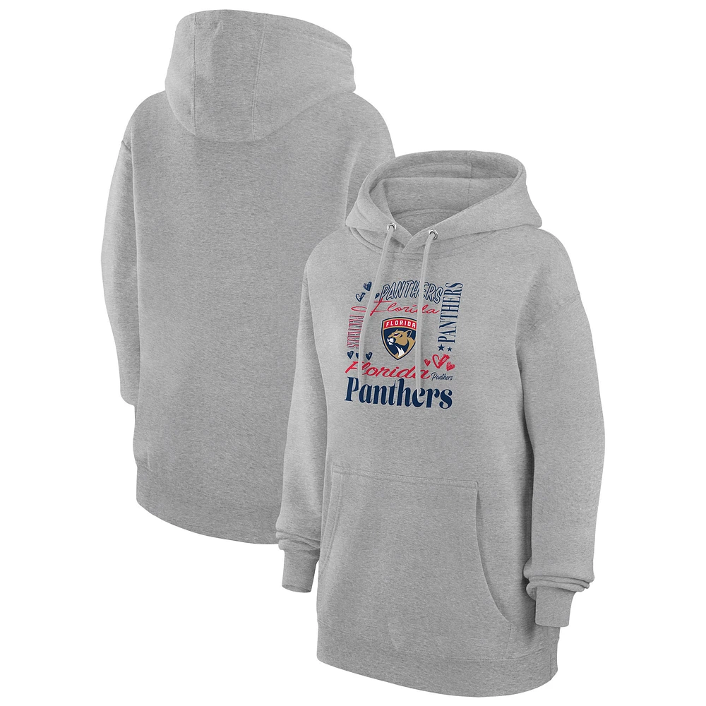 Women's G-III 4Her by Carl Banks Heather Gray Florida Panthers Collage Team Graphic Tri-Blend Fleece Pullover Hoodie