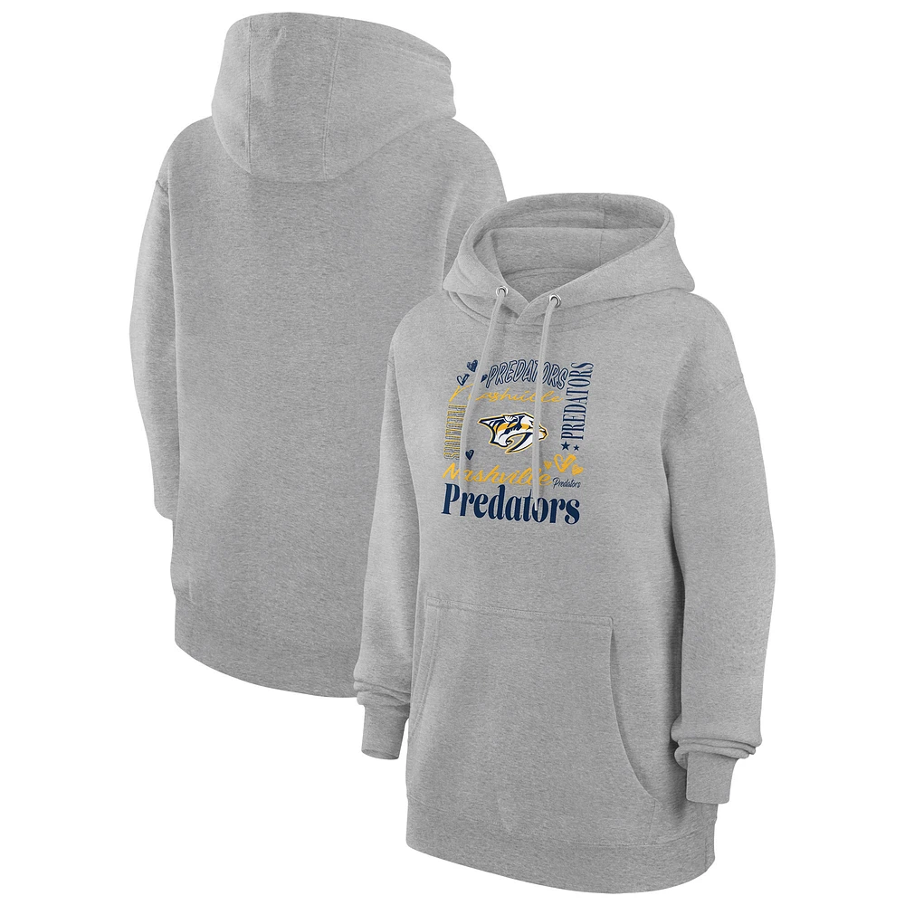 Women's G-III 4Her by Carl Banks Heather Gray Nashville Predators Collage Team Graphic Tri-Blend Fleece Pullover Hoodie