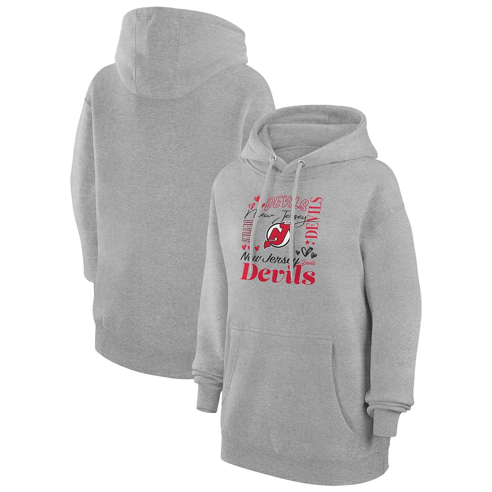 Women's G-III 4Her by Carl Banks Heather Gray New Jersey Devils Collage Team Graphic Tri-Blend Fleece Pullover Hoodie