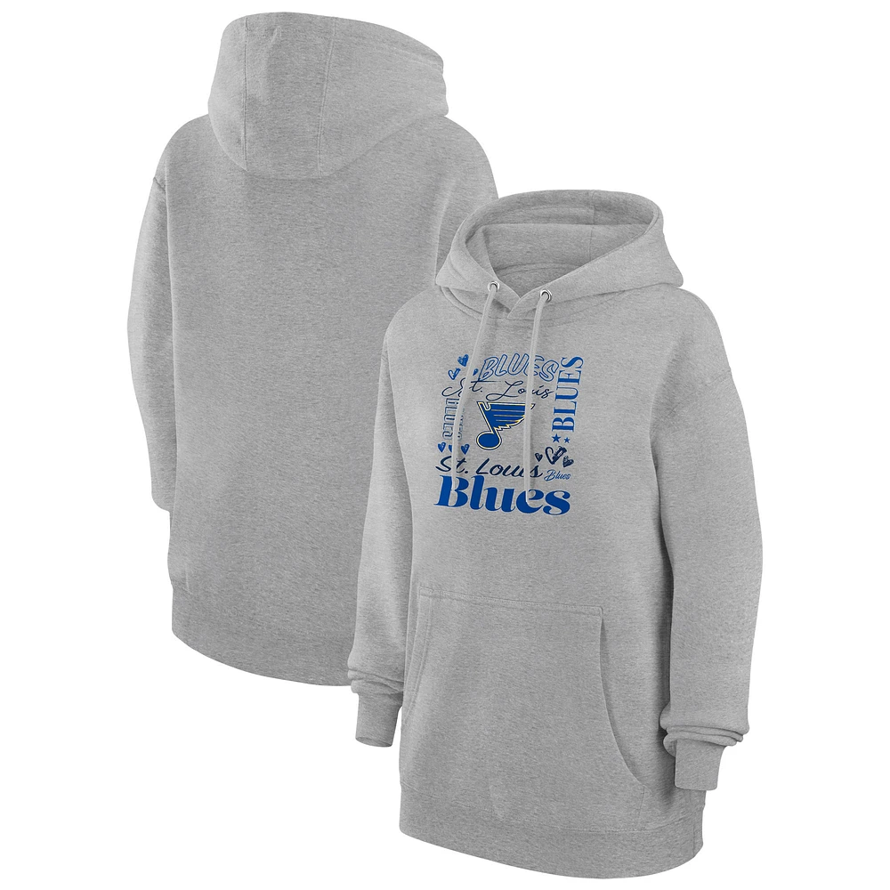 Women's G-III 4Her by Carl Banks Heather Gray St. Louis Blues Collage Team Graphic Tri-Blend Fleece Pullover Hoodie
