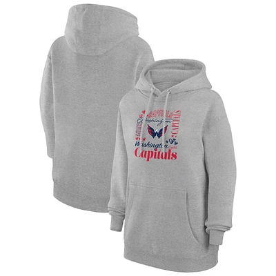 Women's G-III 4Her by Carl Banks Heather Gray Washington Capitals Collage Team Graphic Fleece Pullover Hoodie