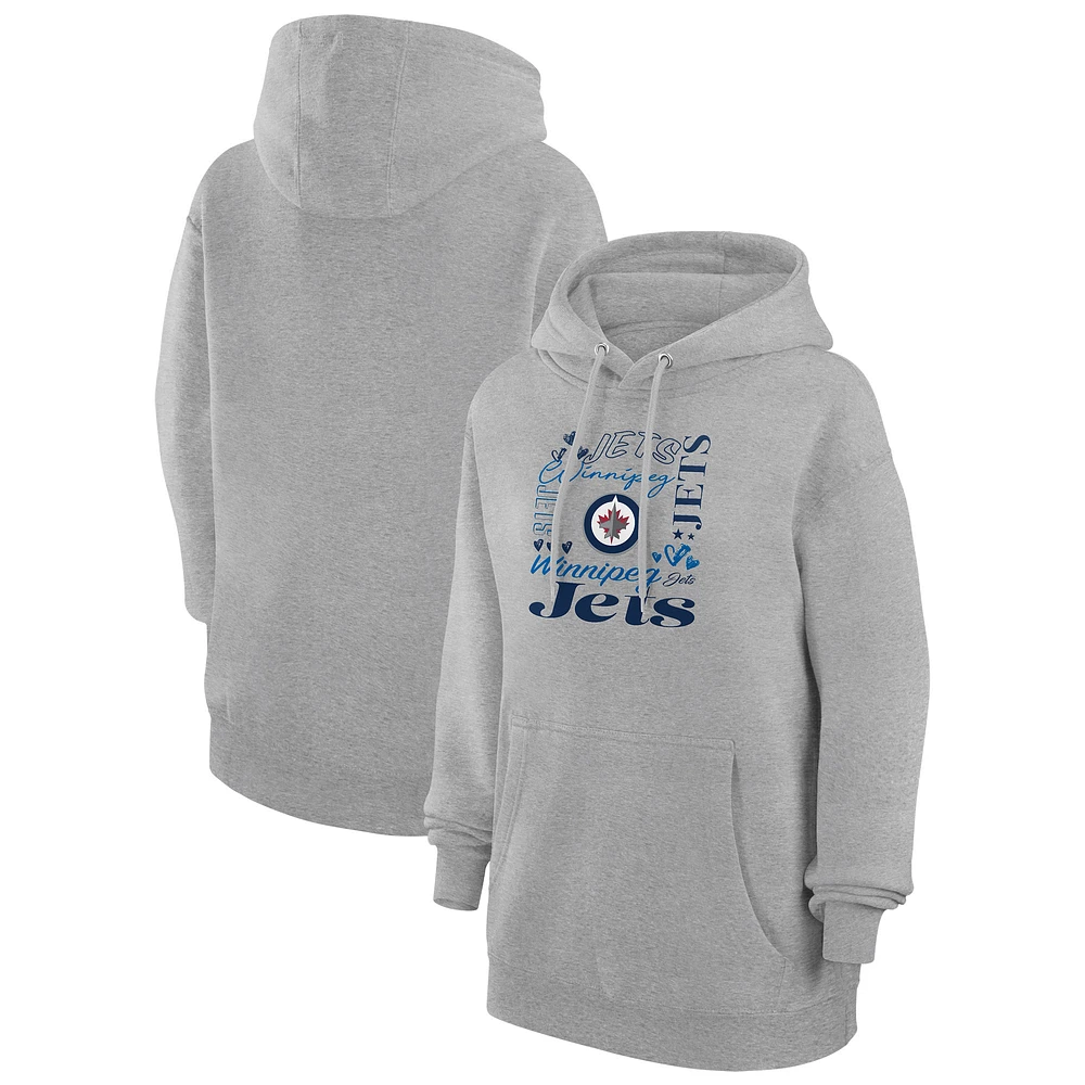 Women's G-III 4Her by Carl Banks Heather Gray Winnipeg Jets Collage Team Graphic Tri-Blend Fleece Pullover Hoodie