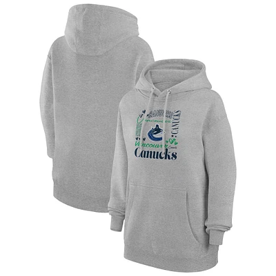 Women's G-III 4Her by Carl Banks Heather Gray Vancouver Canucks Collage Team Graphic Tri-Blend Fleece Pullover Hoodie