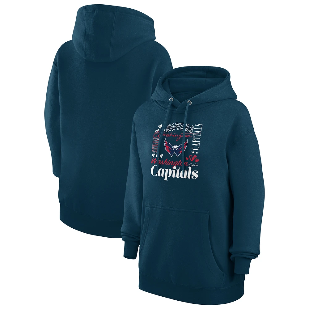 Women's G-III 4Her by Carl Banks Navy Washington Capitals Collage Team Graphic Tri-Blend Fleece Pullover Hoodie