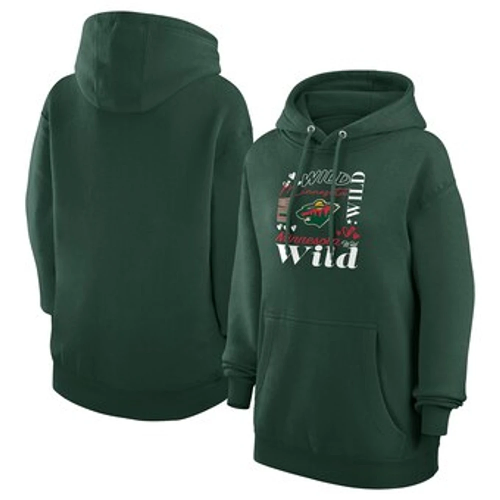 Women's G-III 4Her by Carl Banks Olive Minnesota Wild Collage Team Graphic Tri-Blend Fleece Pullover Hoodie