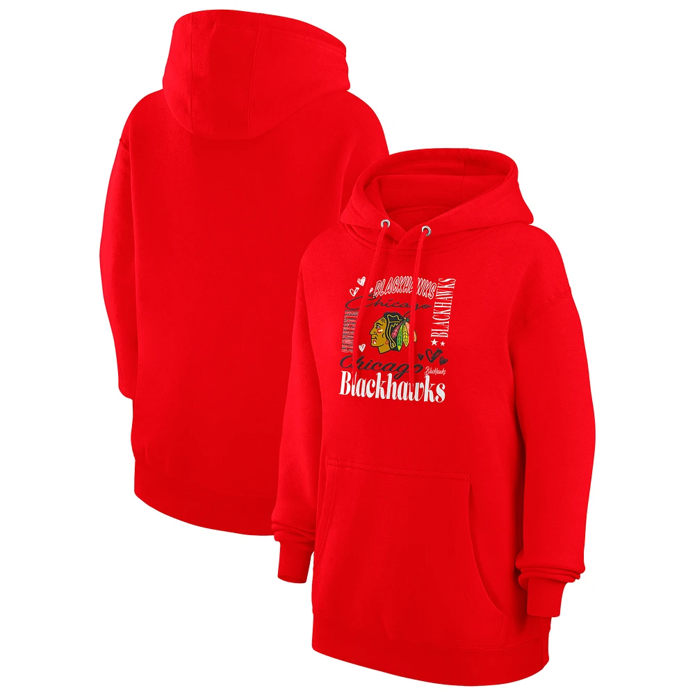 Women's G-III 4Her by Carl Banks Chicago Blackhawks Collage Team Graphic Tri-Blend Fleece Pullover Hoodie