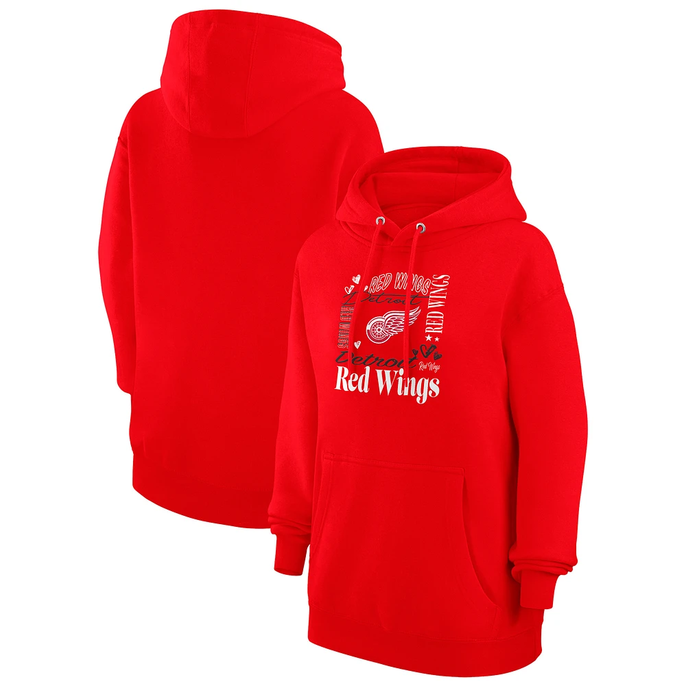 Women's G-III 4Her by Carl Banks Red Detroit Wings Collage Team Graphic Tri-Blend Fleece Pullover Hoodie