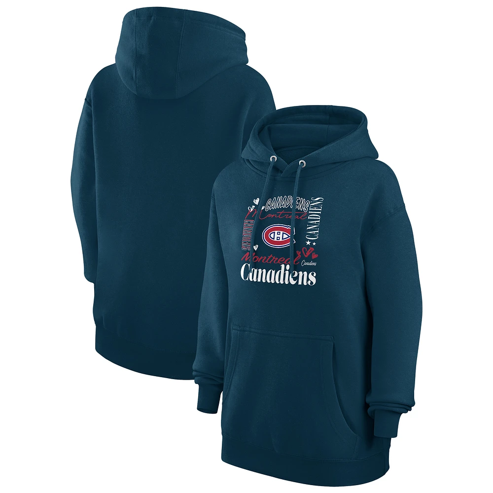 Women's G-III 4Her by Carl Banks Navy Montreal Canadiens Collage Team Graphic Tri-Blend Fleece Pullover Hoodie