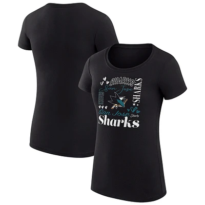 Women's G-III 4Her by Carl Banks San Jose Sharks Super-Slim Fit Lightweight Collage Team Graphic T-Shirt