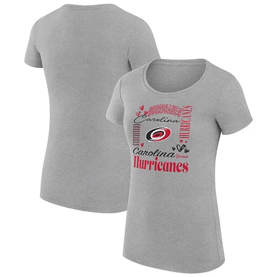 Women's G-III 4Her by Carl Banks Heather Gray Carolina Hurricanes Super-Slim Fit Lightweight Collage Team Graphic T-Shirt