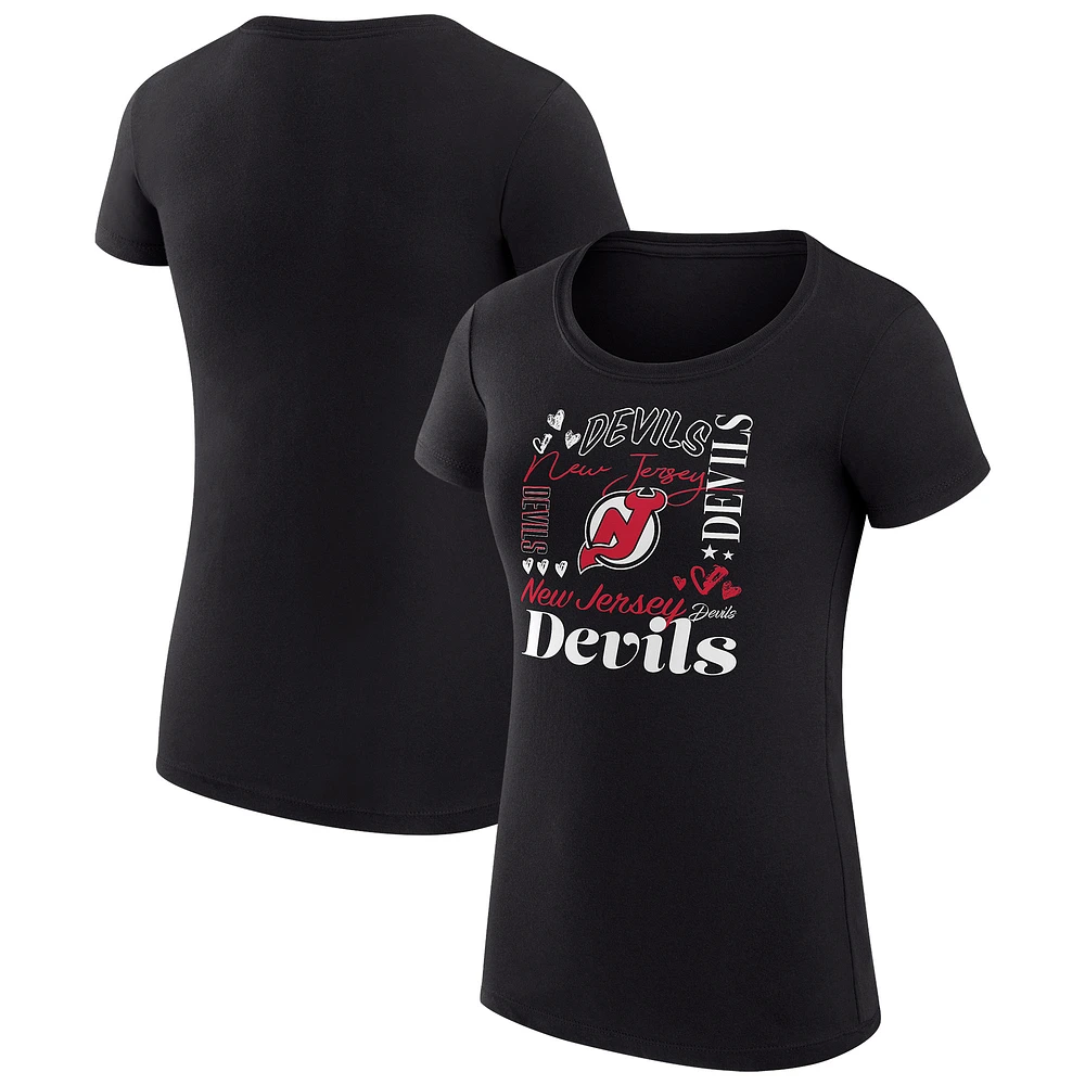 Women's G-III 4Her by Carl Banks New Jersey Devils Super-Slim Fit Lightweight Collage Team Graphic T-Shirt