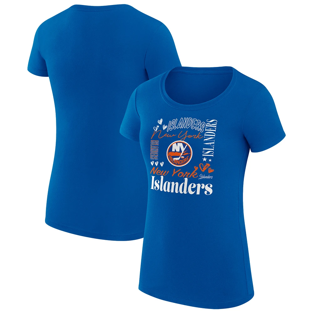 Women's G-III 4Her by Carl Banks Royal New York Islanders Super-Slim Fit Lightweight Collage Team Graphic T-Shirt