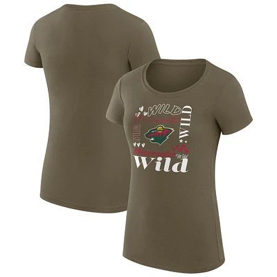 Women's G-III 4Her by Carl Banks Minnesota Wild Super-Slim Fit Lightweight Collage Team Graphic T-Shirt
