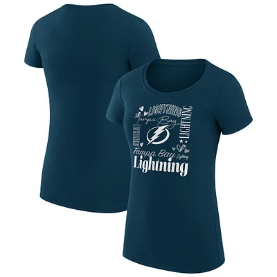 Women's G-III 4Her by Carl Banks Navy Tampa Bay Lightning Super-Slim Fit Lightweight Collage Team Graphic T-Shirt