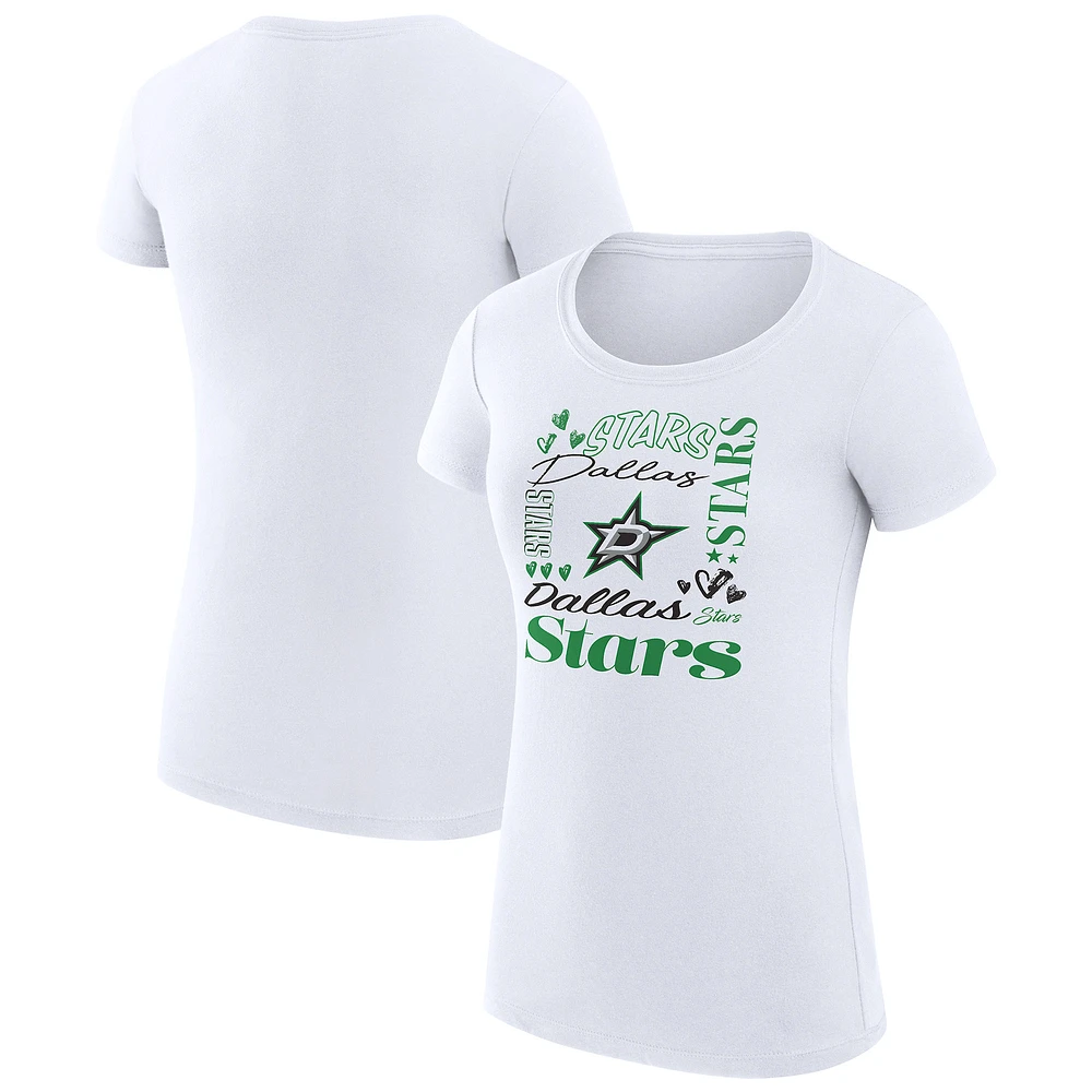 Women's G-III 4Her by Carl Banks Dallas Stars Super-Slim Fit Lightweight Collage Team Graphic T-Shirt