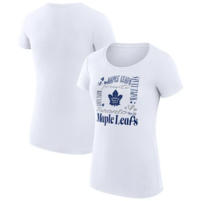 Women's G-III 4Her by Carl Banks White Toronto Maple Leafs Super-Slim Fit Lightweight Collage Team Graphic T-Shirt