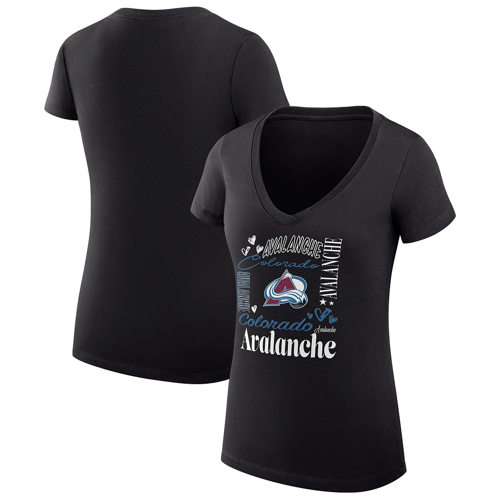 Women's G-III 4Her by Carl Banks Colorado Avalanche Super-Slim Fit Lightweight Collage Team Graphic T-Shirt