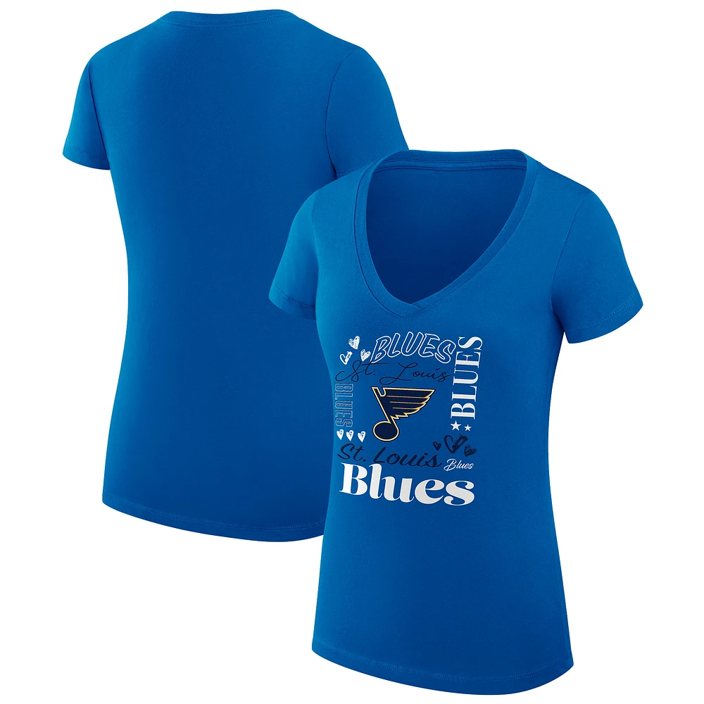 Women's G-III 4Her by Carl Banks St. Louis Blues Super-Slim Fit Lightweight Collage Team Graphic T-Shirt