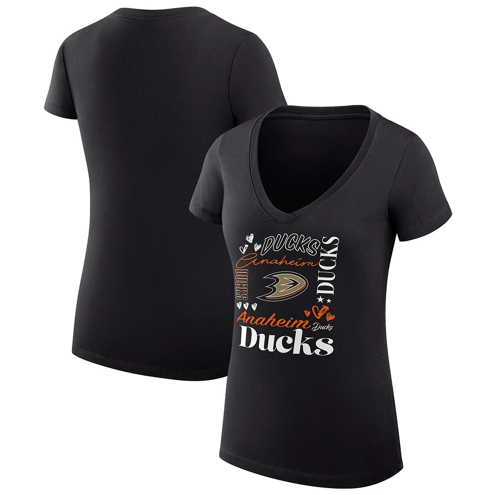 Women's G-III 4Her by Carl Banks Anaheim Ducks Super-Slim Fit Lightweight Collage Team Graphic T-Shirt