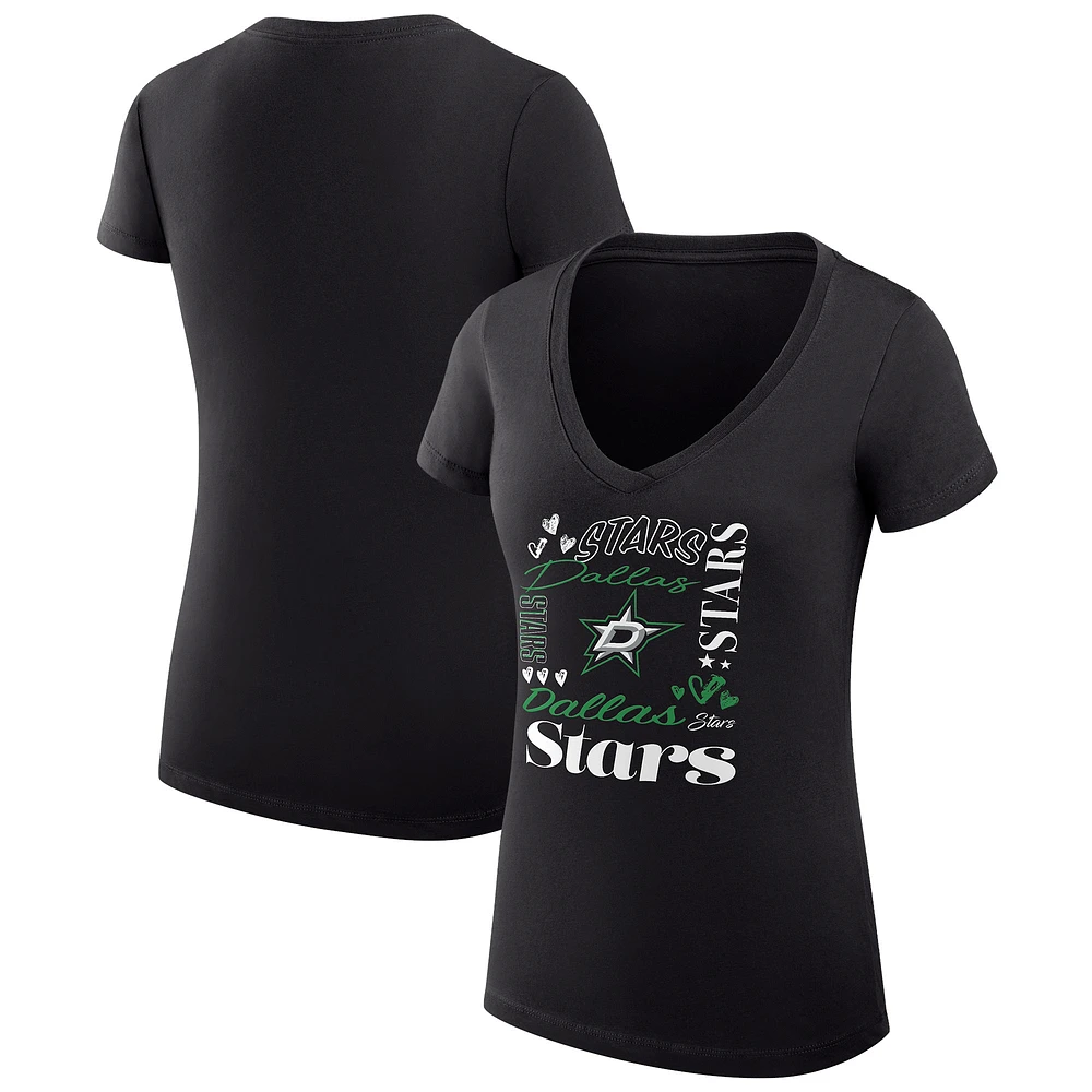 Women's G-III 4Her by Carl Banks Dallas Stars Super-Slim Fit Lightweight Collage Team Graphic T-Shirt