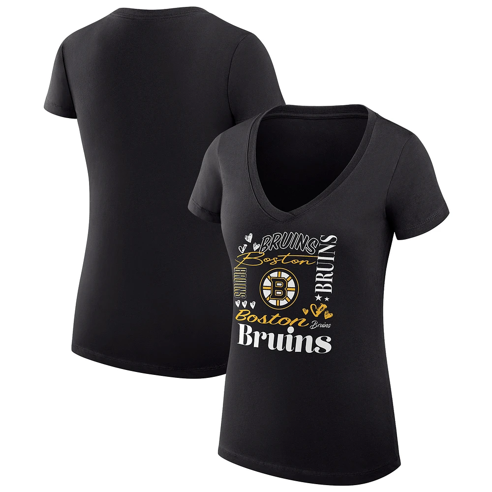 Women's G-III 4Her by Carl Banks Boston Bruins Super-Slim Fit Lightweight Collage Team Graphic T-Shirt