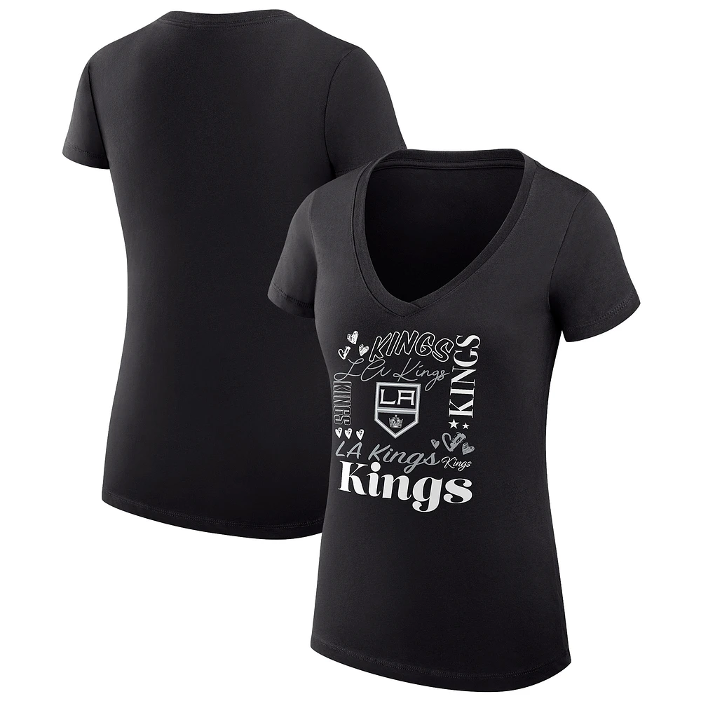 Women's G-III 4Her by Carl Banks Los Angeles Kings Super-Slim Fit Lightweight Collage Team Graphic T-Shirt