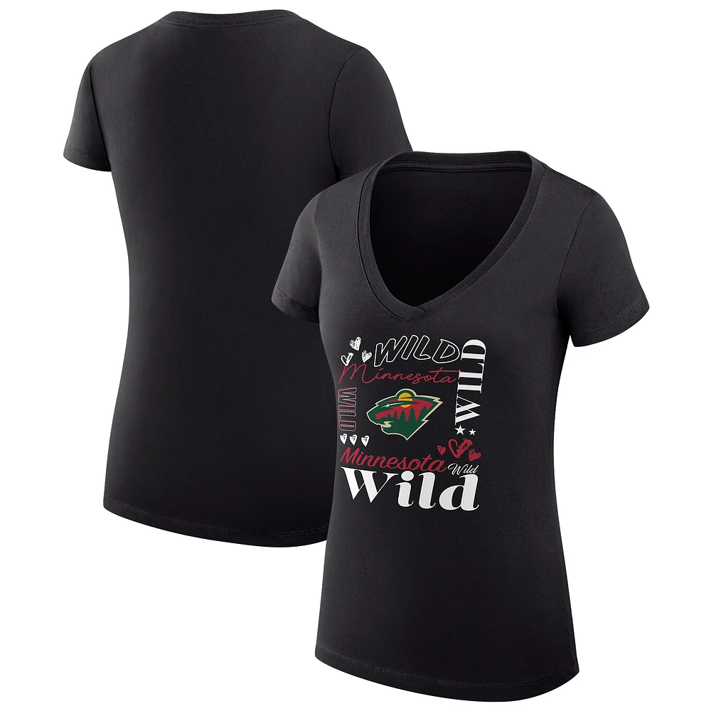 Women's G-III 4Her by Carl Banks Minnesota Wild Super-Slim Fit Lightweight Collage Team Graphic T-Shirt