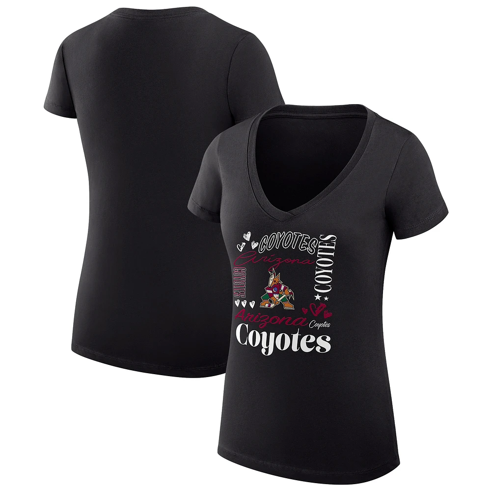 Women's G-III 4Her by Carl Banks Arizona Coyotes Super-Slim Fit Lightweight Collage Team Graphic T-Shirt