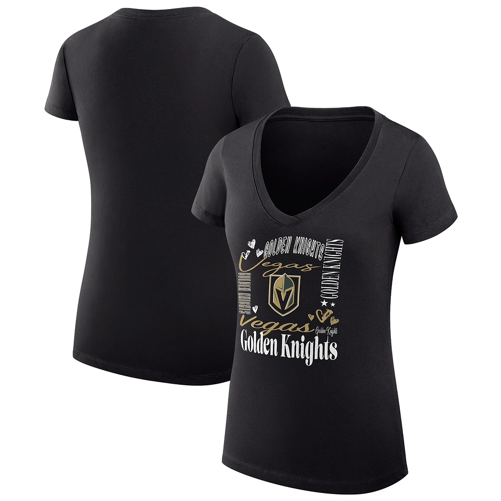Women's G-III 4Her by Carl Banks Vegas Golden Knights Super-Slim Fit Lightweight Collage Team Graphic T-Shirt