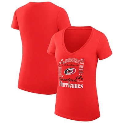 Women's G-III 4Her by Carl Banks Carolina Hurricanes Super-Slim Fit Lightweight Collage Team Graphic T-Shirt