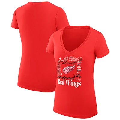 Women's G-III 4Her by Carl Banks Detroit Red Wings Super-Slim Fit Lightweight Collage Team Graphic T-Shirt