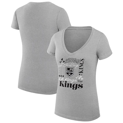 Women's G-III 4Her by Carl Banks Heather Gray Los Angeles Kings Super-Slim Fit Lightweight Collage Team Graphic T-Shirt