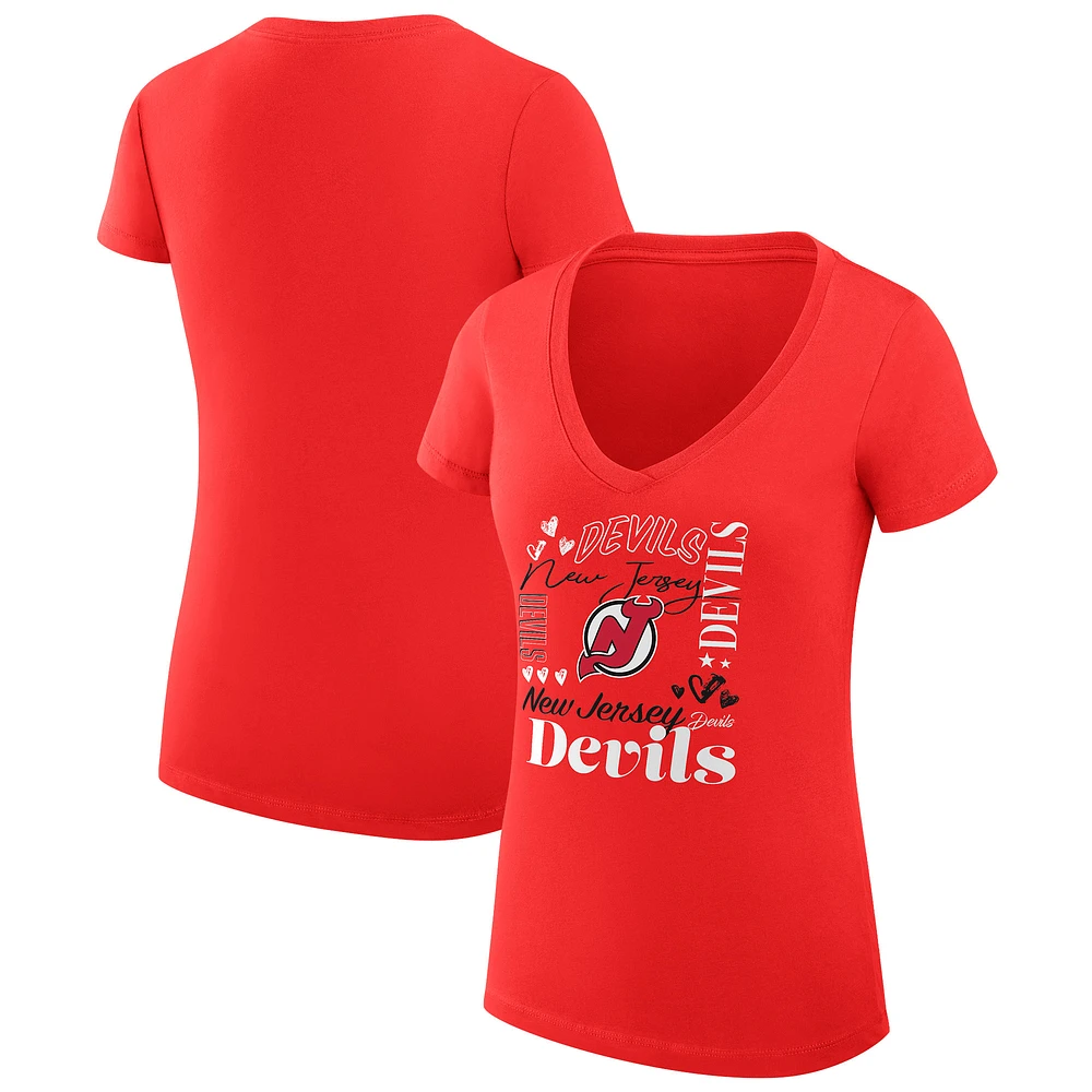 Women's G-III 4Her by Carl Banks New Jersey Devils Super-Slim Fit Lightweight Collage Team Graphic T-Shirt