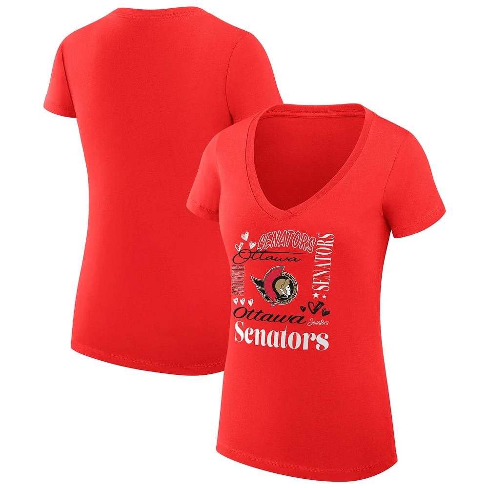 Women's G-III 4Her by Carl Banks Ottawa Senators Super-Slim Fit Lightweight Collage Team Graphic T-Shirt